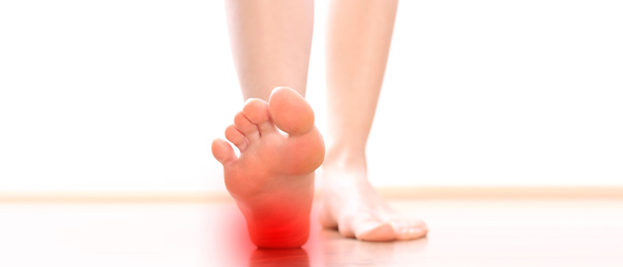 foot with heel highlighted red to indicate pain